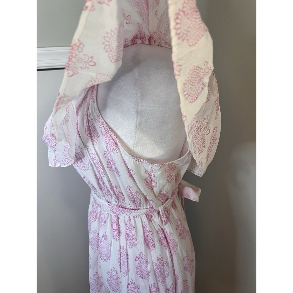 Mer St. Barth Benoite Maxi Dress Pink Paisley Off The Shoulder LRG 10/12 - Picture 4 of 12